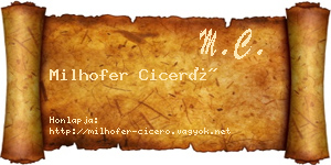 Milhofer Ciceró névjegykártya